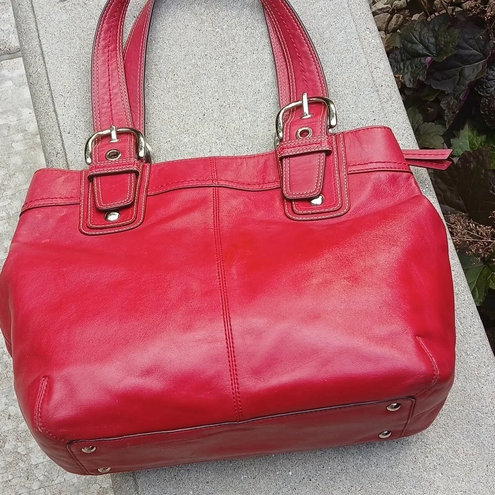 COACH Soho Pleated  Red Leather Large Shoulder Handbag